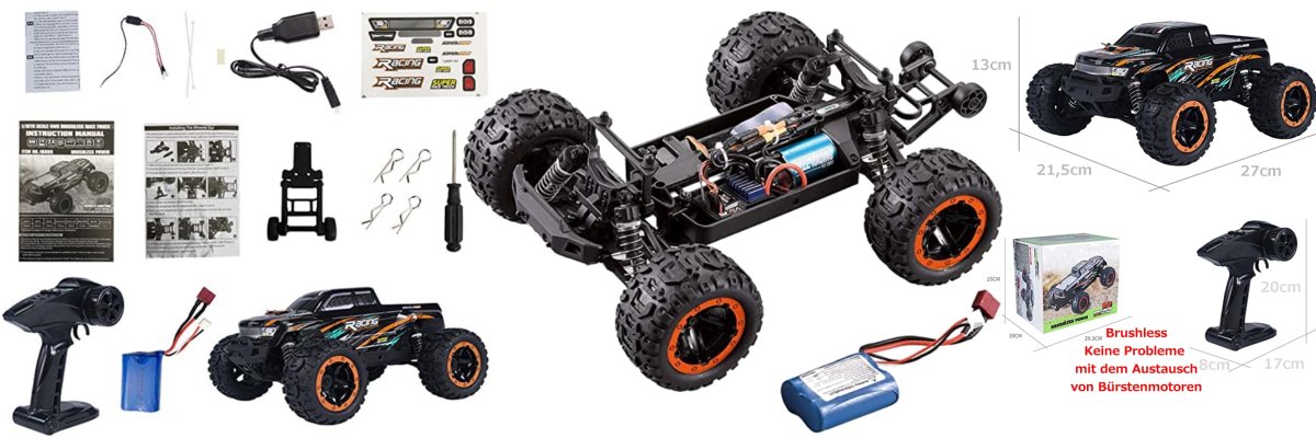RCM16889A Ferngesteuertes RC Auto RC Truck 1/16 4WD 2.4G Brushless Motor Hight Speed 45km/h